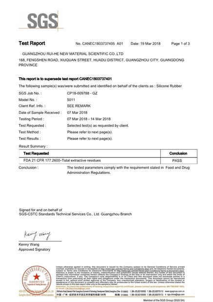 China GUANGZHOU RUI-HE NEW MATERIAL SCIENTIFIC Co. , LTD certificaten